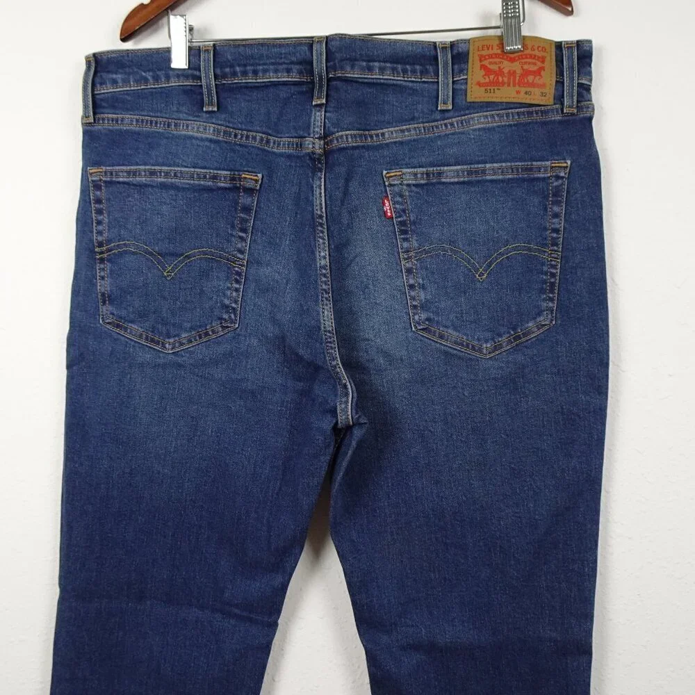 Levi's 511 Slim Jeans Men's Size 40x32 Blue Denim Stretch